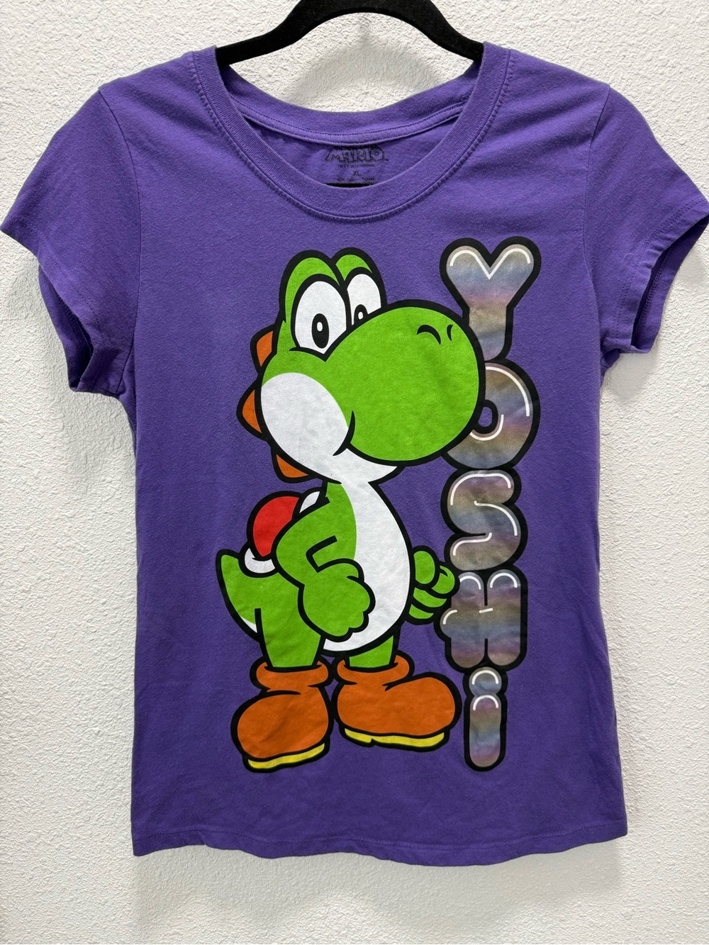 Nintendo Mario Purple Yoshi Graphic Tee with Green Character